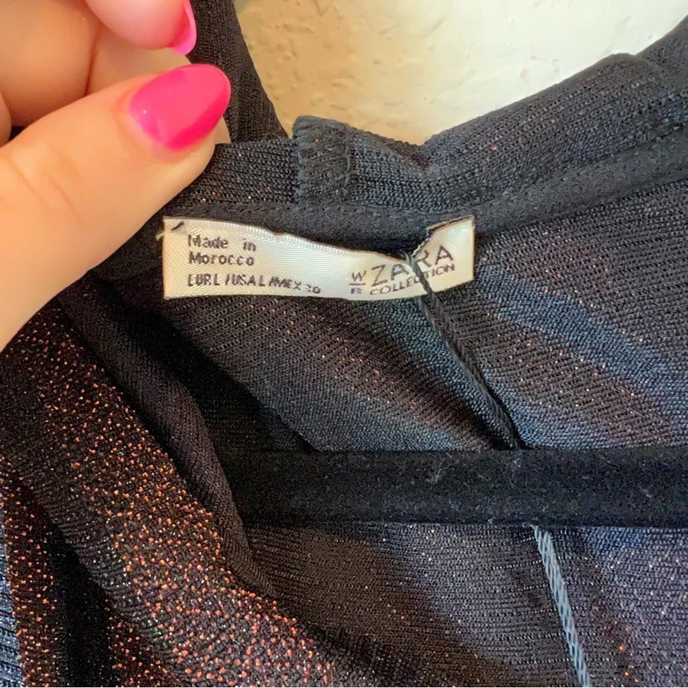 NWT Zara Stripes Metallic Hooded Pullover - Picture 3 of 5
